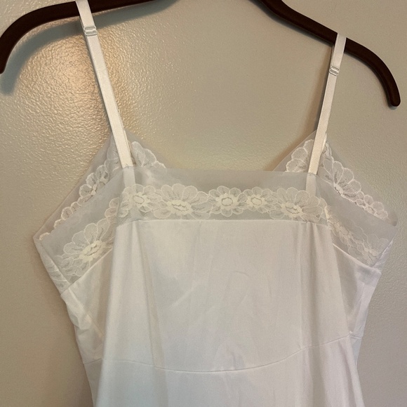 VANITY FAIR Vintage 1960s White Floral Lace Slip Dress Size L - Picture 8 of 8
